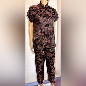 Vintage Asian print and made top & pants. Youth Shanshai, China. Sz.M